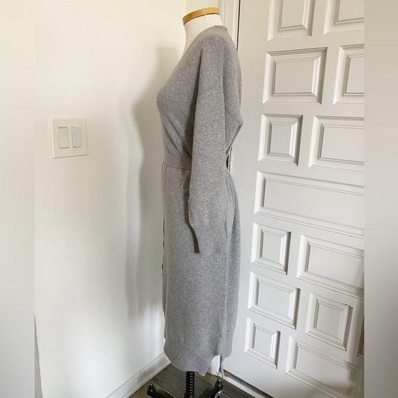 Peserico Gray (Grey) Cashmere Wool Silk Sweater Dress Tie Waist Size 48 IT - Picture 6 of 15